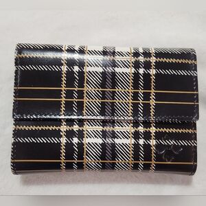Patricia Nash Woodstock Leather Frame Wallet, Black & White Plaid